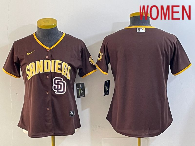 Women San Diego Padres Blank Browm Game 2024 Nike MLB Jersey style 3->women mlb jersey->Women Jersey